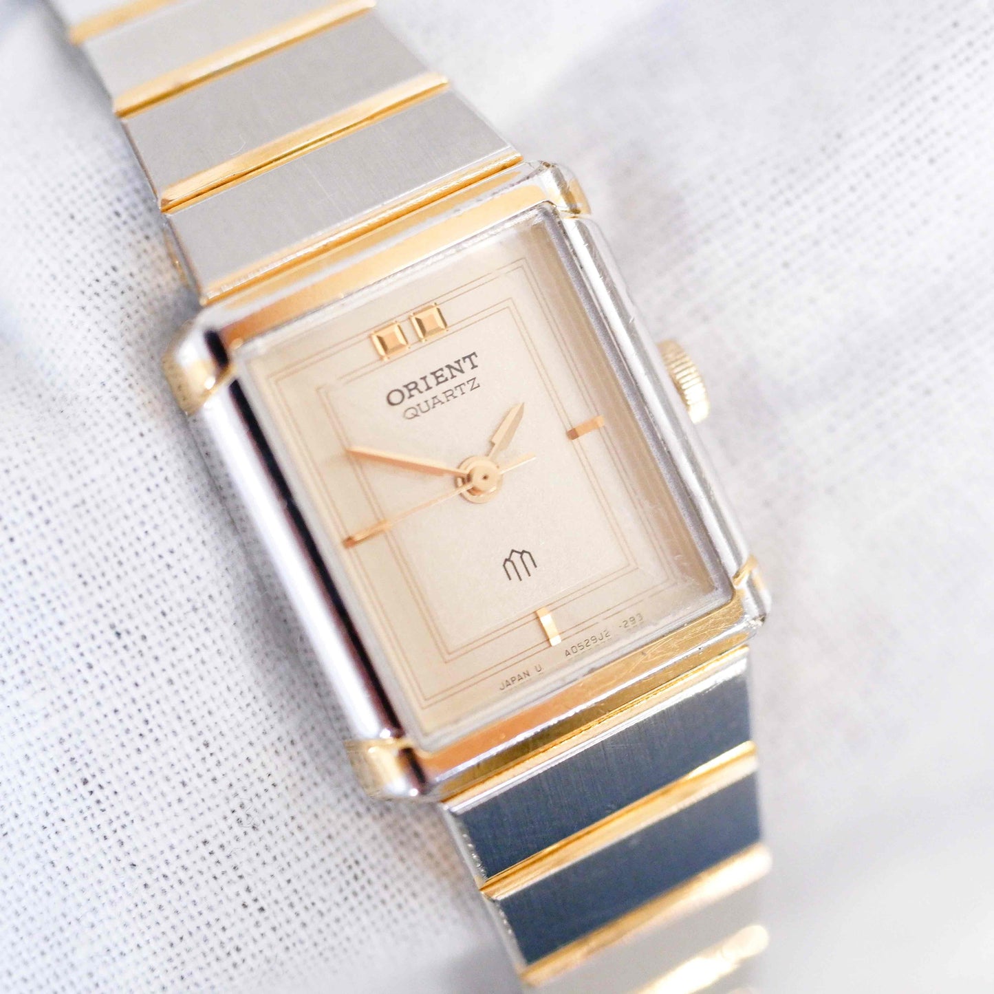 Orient Vintage Watch: Ladies 80s Golden Two Tone Classic Rectangular Style