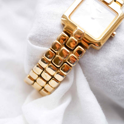 Citizen Tank Watch: Vintage Ladies 80s Golden with White Structured Dial
