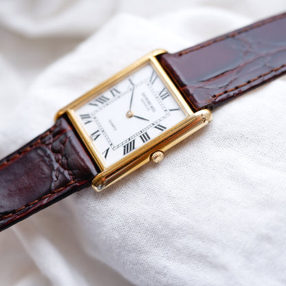 Raymond Weil Tank: Vintage Ladies Watch 90s Golden Rectangular Style Roman Numerals