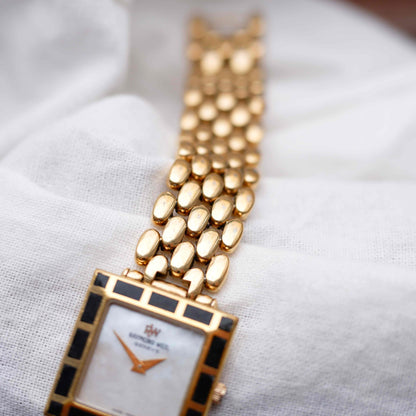Raymond Weil Tank: Vintage Ladies Watch 90s Gold Mother of Pearl Dial
