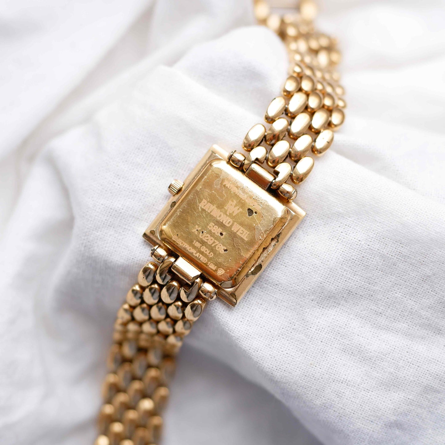 Raymond Weil Tank: Vintage Ladies Watch 90s Gold Mother of Pearl Dial