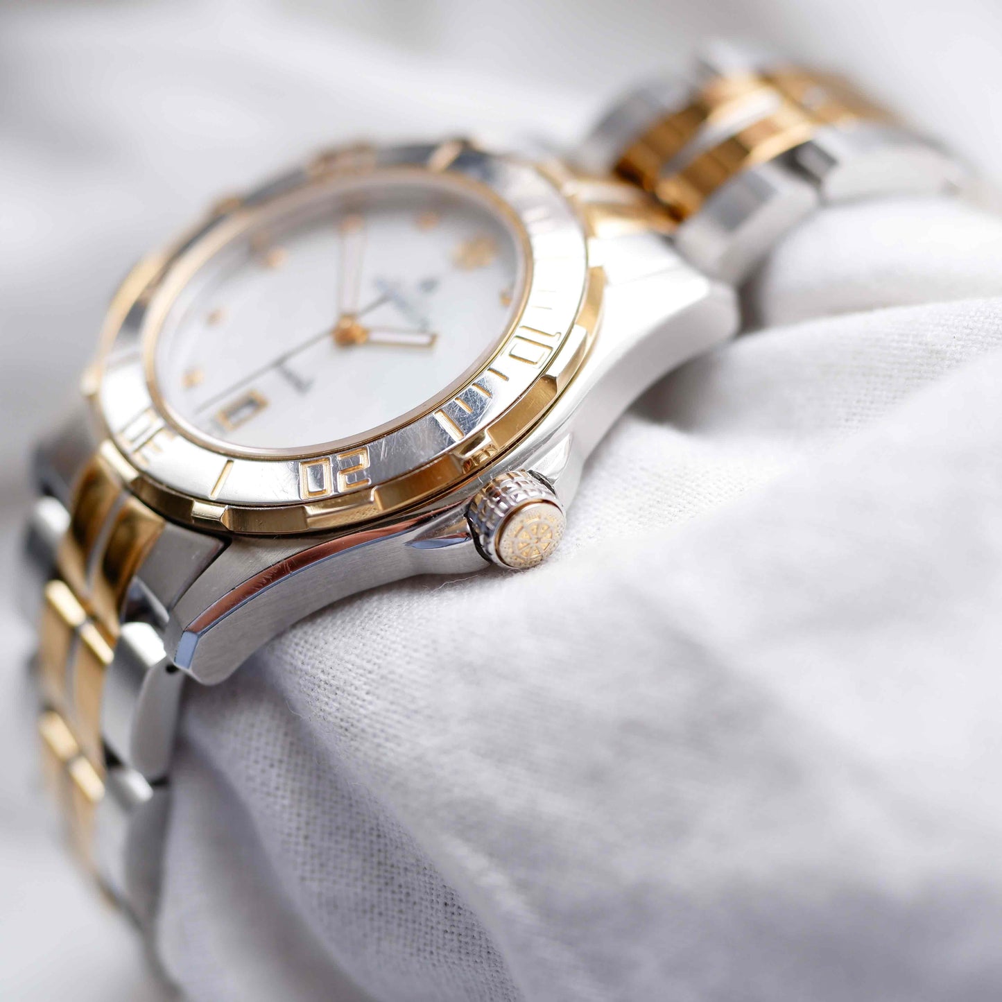 Michel Herbelin Newport: Vintage Ladies 00s Gold Two-Tone Diamond Mother of Pearl Dial