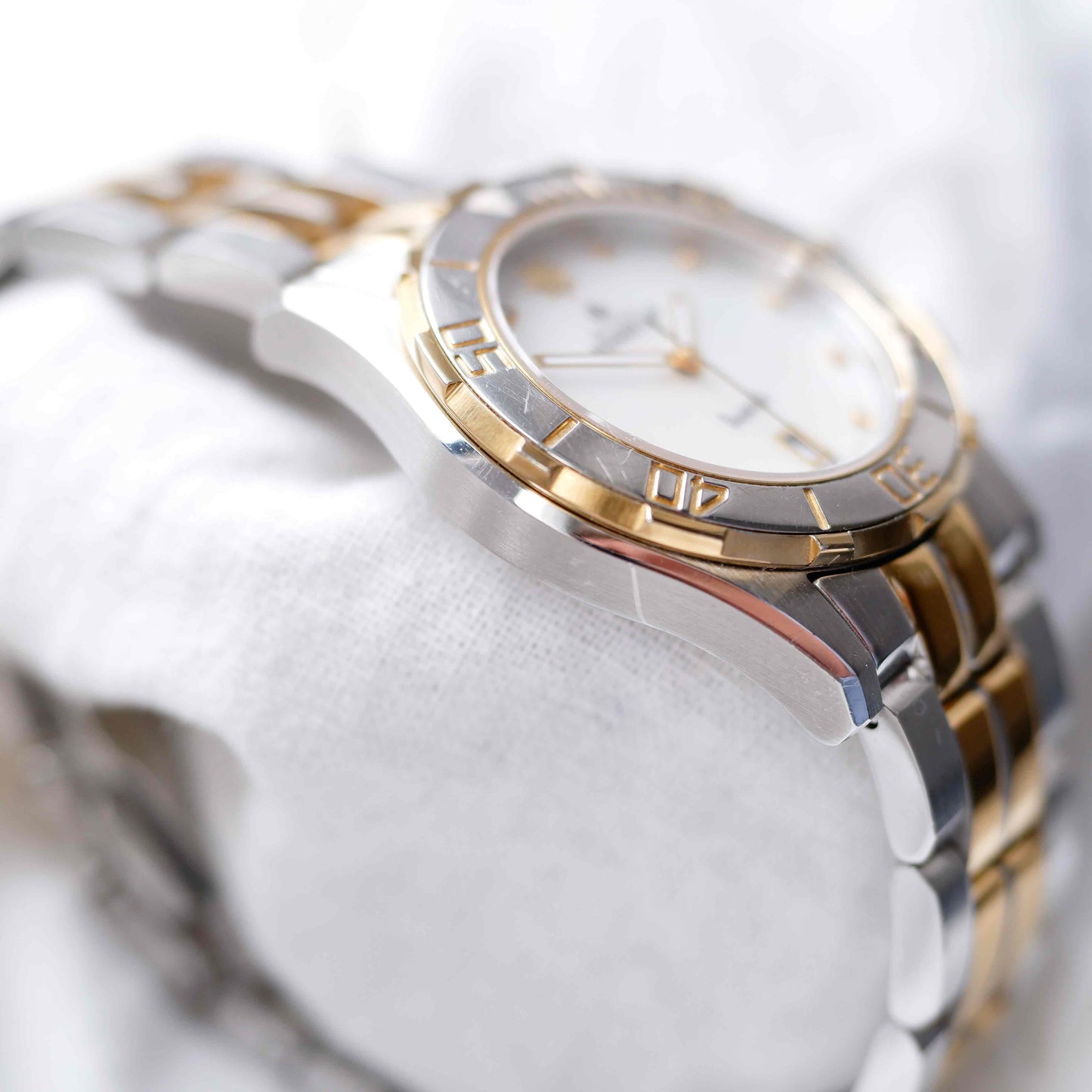 Michel Herbelin Newport: Vintage Ladies 00s Gold Two-Tone Diamond Mother of Pearl Dial