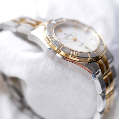Michel Herbelin Newport: Vintage Ladies 00s Gold Two-Tone Diamond Mother of Pearl Dial