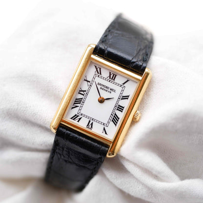 Raymond Weil Tank: Vintage Ladies Watch 90s Golden Rectangular Style Roman Numerals