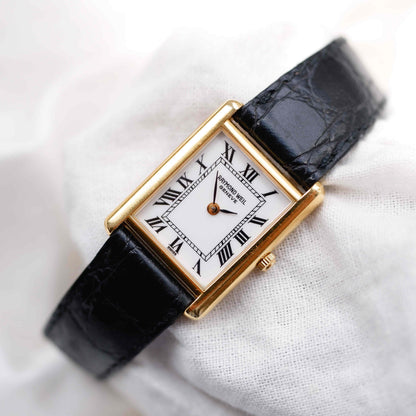 Raymond Weil Tank: Vintage Ladies Watch 90s Golden Rectangular Style Roman Numerals