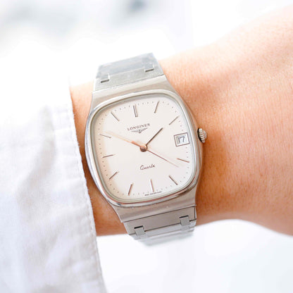 Longines Vintage Watch: Ladies 80s Silver Classic with White Dial