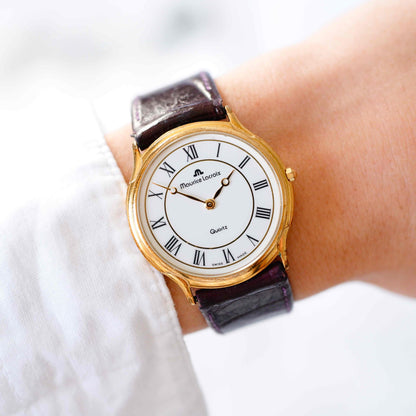 Maurice Lacroix Watch: Vintage Ladies 90s Golden Two Hand with Classic Roman Numerals