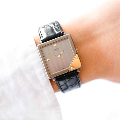 Seiko Vintage Watch: Ladies 80s Gold Two-Tone Elegant Square Style