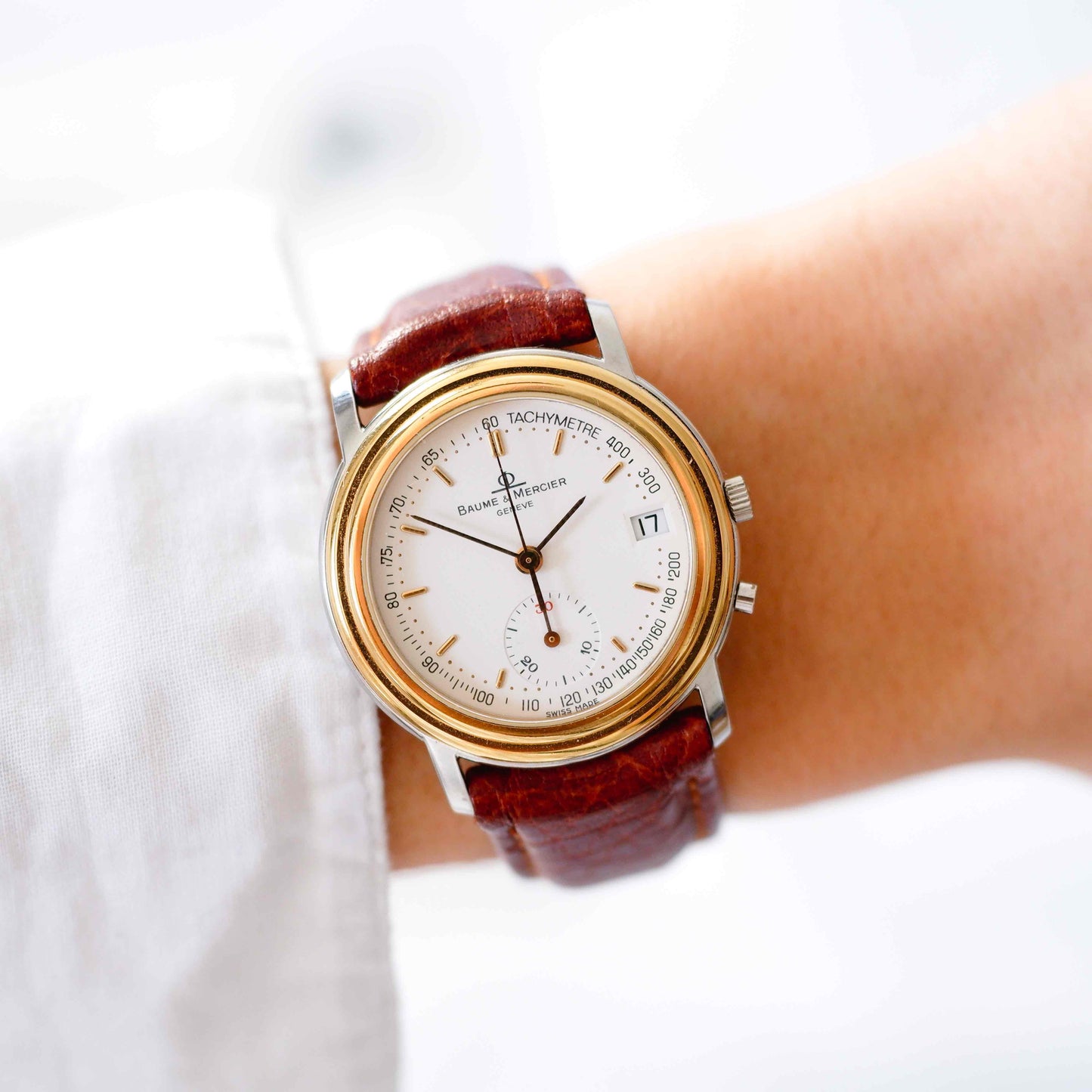 Baume Mercier Tachymeter: Vintage Ladies Watch 90s Golden Two Tone Iconic