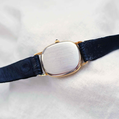 Maurice Lacroix Tank: Vintage Ladies Watch 90s Blue Dial Golden Roman Numerals