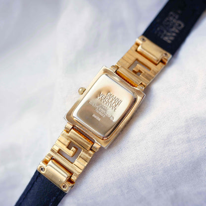 Gianni Versace Medusa: Vintage Ladies Tank Watch 90s Gold Dial