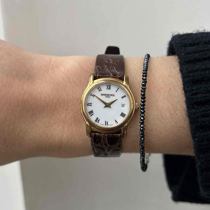 Raymond Weil Watch: Vintage Dainty 90s Golden White Roman Dial