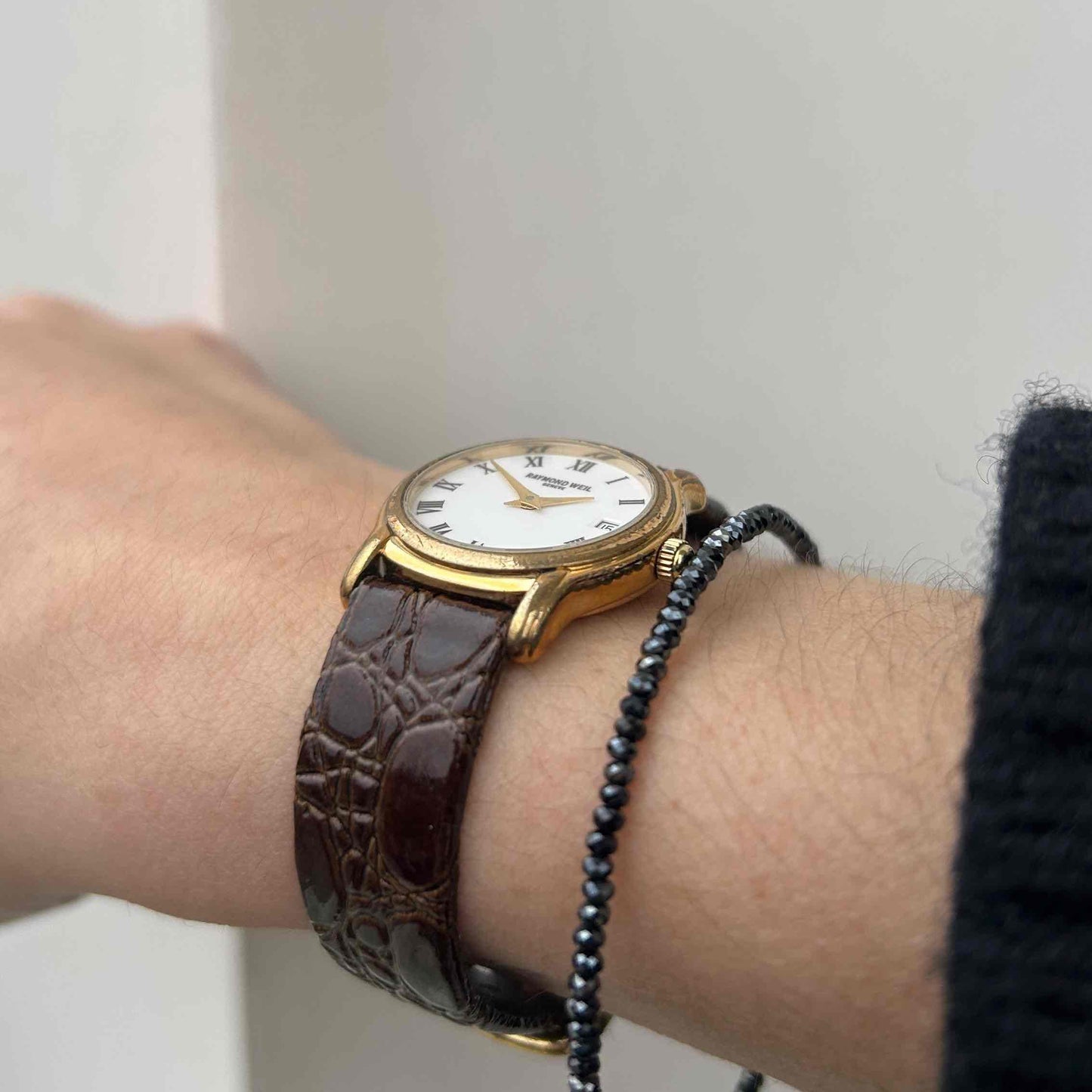 Raymond Weil Watch: Vintage Dainty 90s Golden White Roman Dial