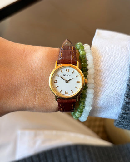 Tissot Vintage Watch: Ladies 90s Golden Iconic with White Roman Dial