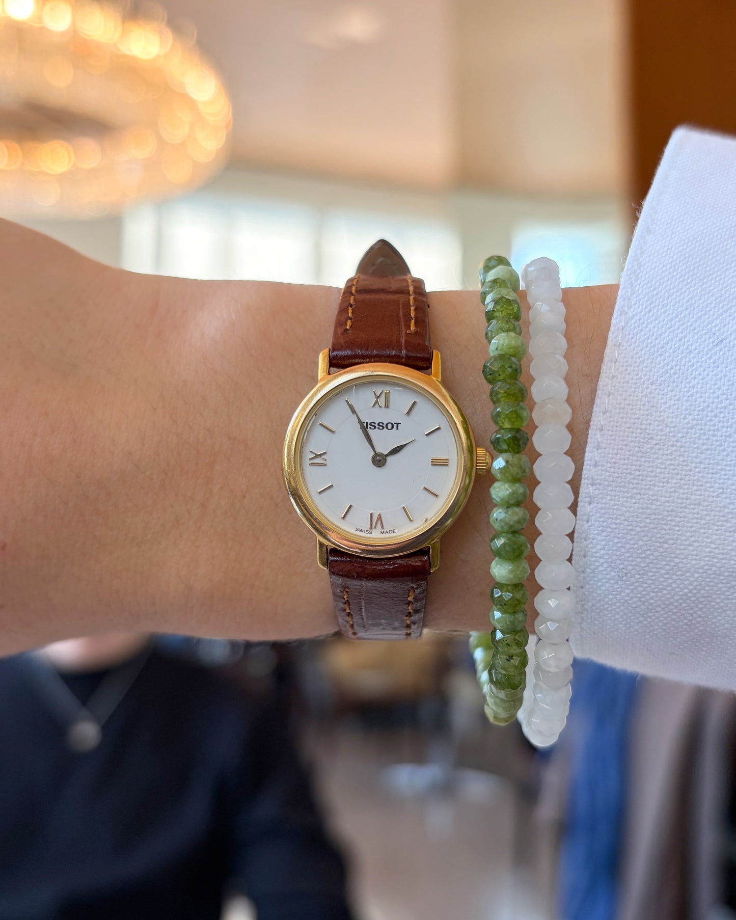 Tissot Vintage Watch: Ladies 90s Golden Iconic with White Roman Dial