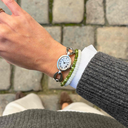 Dugena Ellipse Watch: Vintage Ladies Cocktail Style 70s Elegant Silver Roman Dial