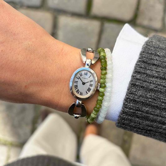 Dugena Ellipse Watch: Vintage Ladies Cocktail Style 70s Elegant Silver Roman Dial