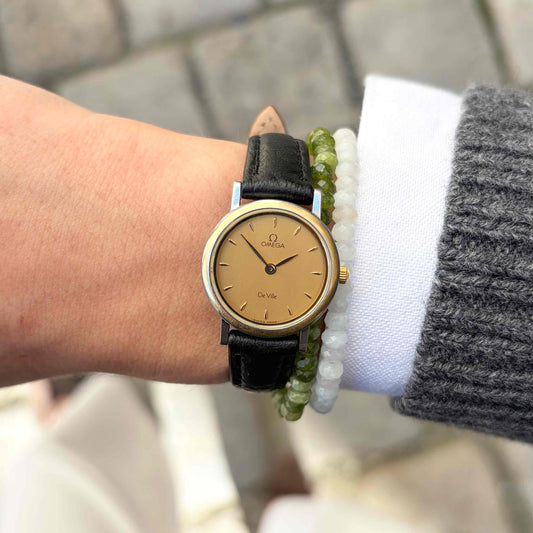 Omega De Ville: Vintage Ladies Watch 80s Two-Tone Gold Dial Quartz