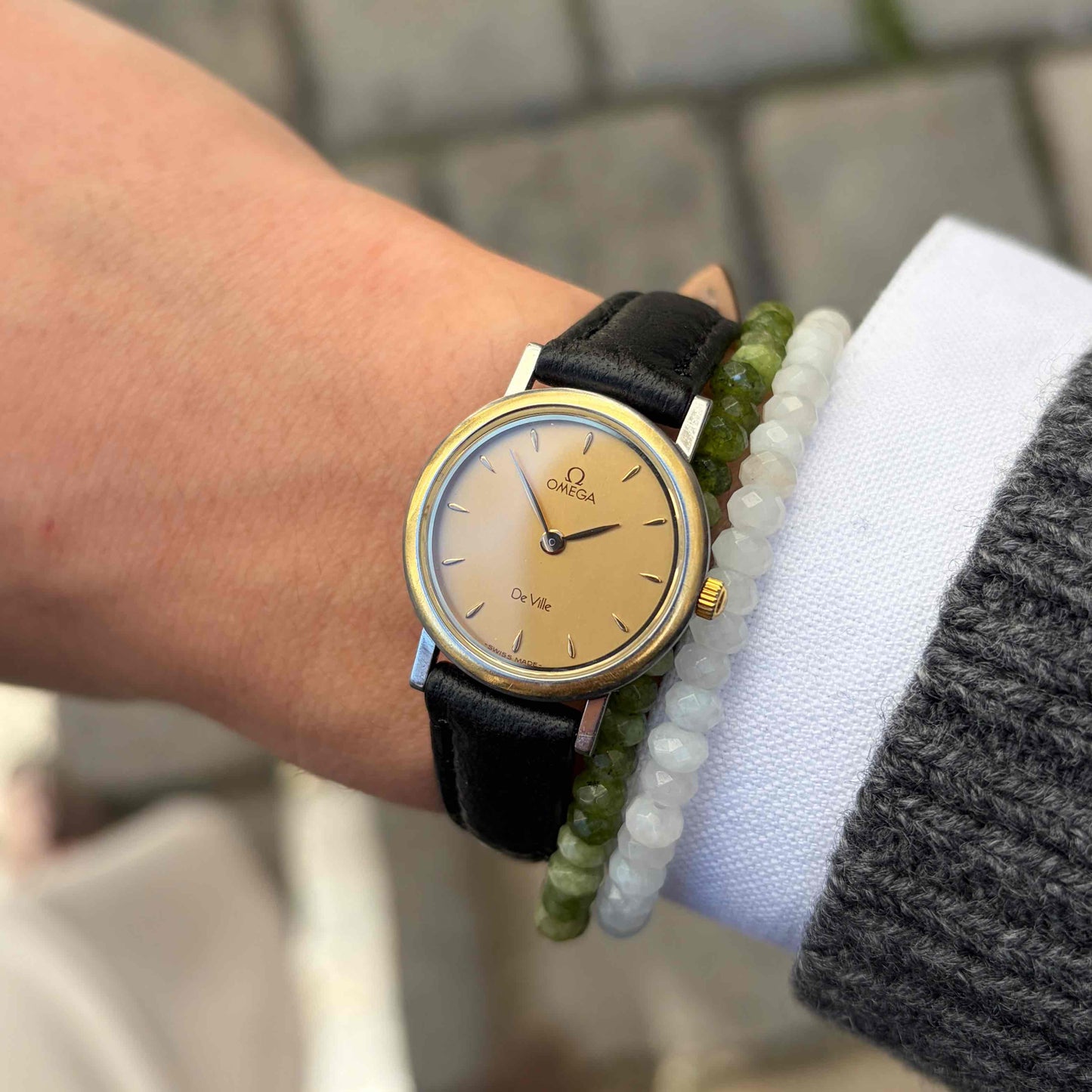 Omega De Ville: Vintage Ladies Watch 80s Two-Tone Gold Dial Quartz