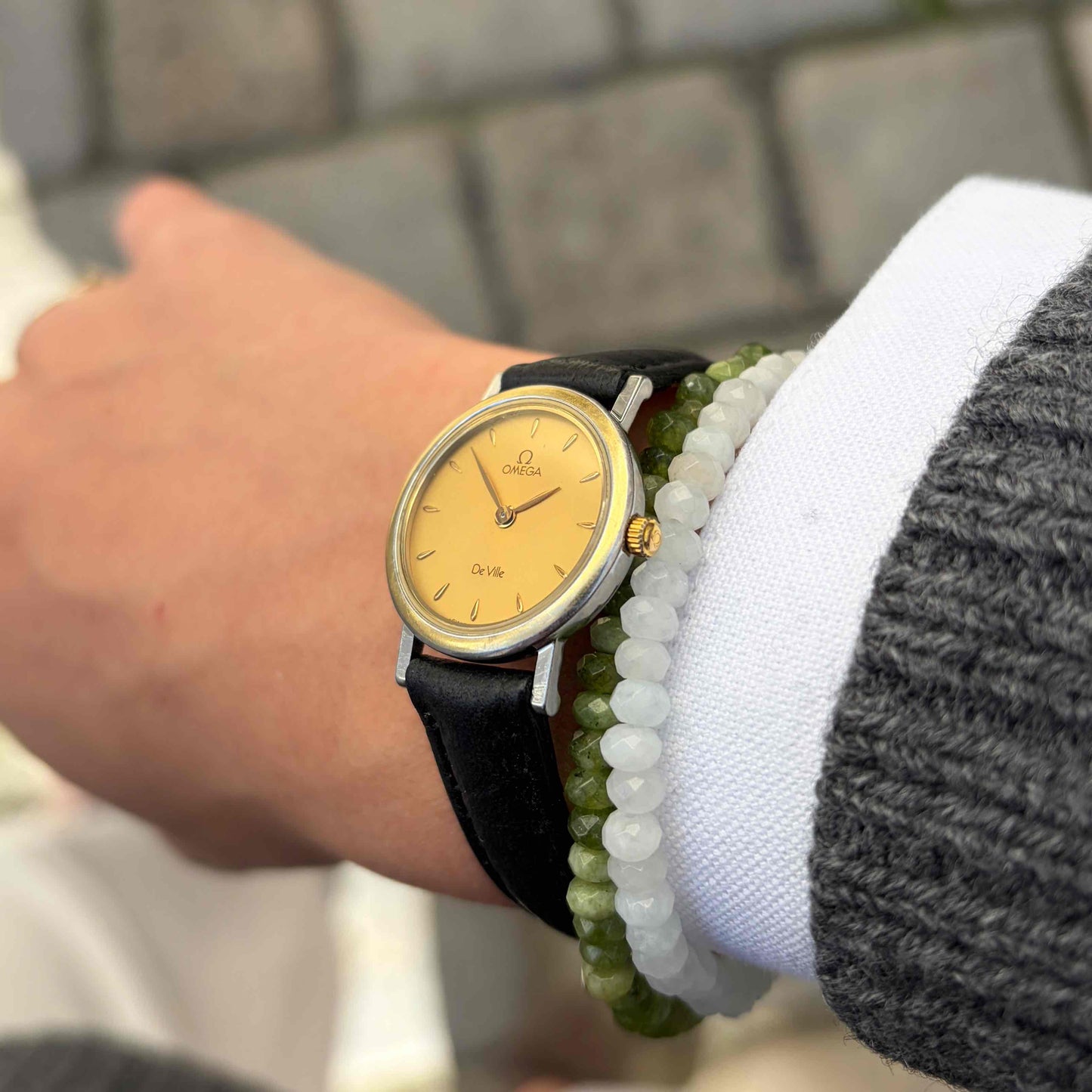 Omega De Ville: Vintage Ladies Watch 80s Two-Tone Gold Dial Quartz
