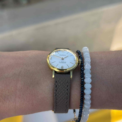 Pierpont Cocktail Watch: Vintage Ladies 50s Gold Arabic Numerals Mechanical