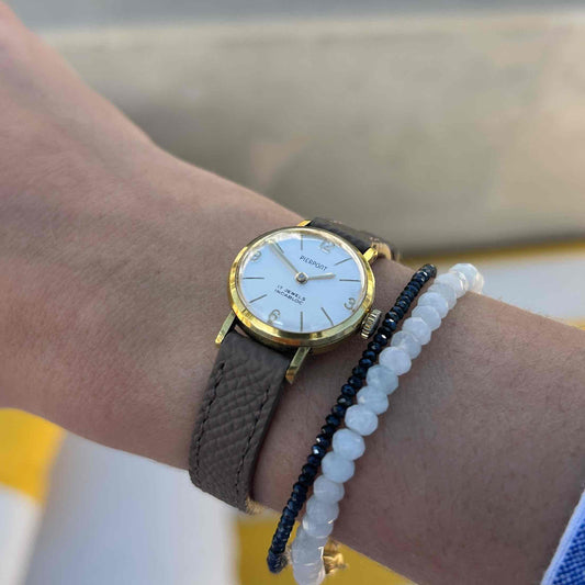 Pierpont Cocktail Watch: Vintage Ladies 50s Gold Arabic Numerals Mechanical