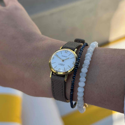 Pierpont Cocktail Watch: Vintage Ladies 50s Gold Arabic Numerals Mechanical