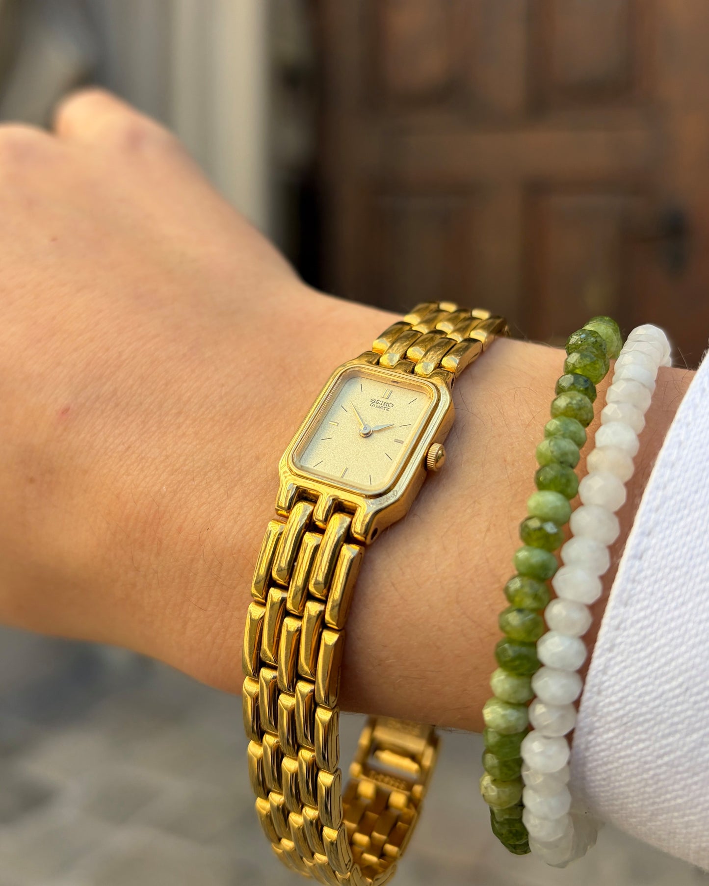 Seiko Cocktail Tank: Ladies Vintage 80s Champagne Dial - MINT