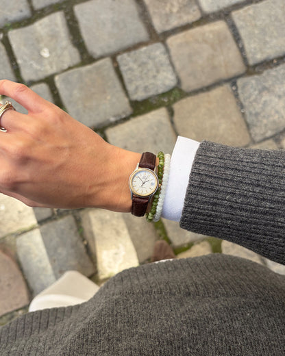 Omega Seamaster Watch: Vintage Ladies 90s Two-Tone White Structured Dial