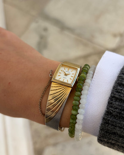 Pulsar by Seiko Cocktail Watch: Vintage Ladies 80s Gold Frozen White Dial