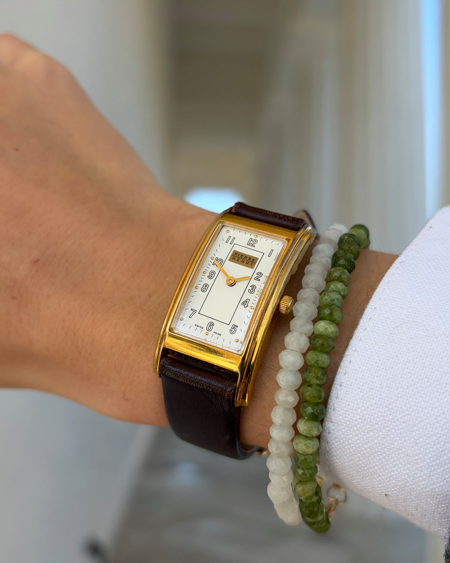 Pierre Henry Tank: Ladies 90s Vintage Watch Gold with Classic Arabic Numerals