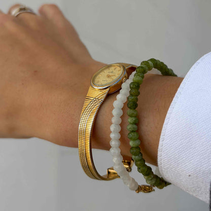 Dugena Cocktail Watch: Vintage Ladies 90s Golden Dainty with Structured Dial