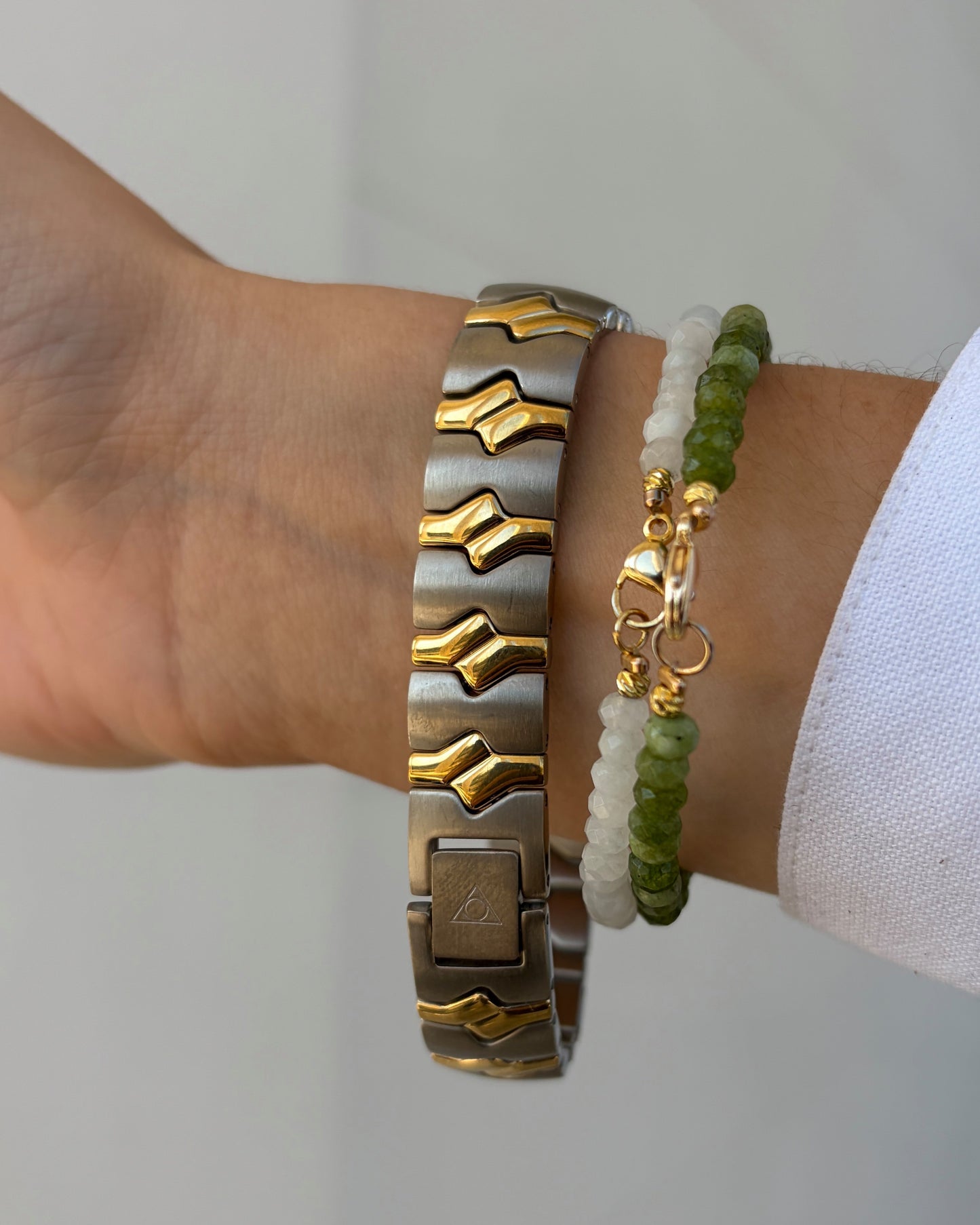 Dugena Titan Watch: Ladies Dainty 90s Two-Tone with Silver White Dial - NOS