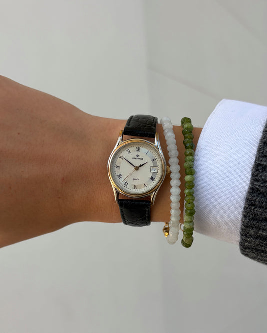 Junghans Vintage Watch: Ladies 90s Two Tone White Roman Dial