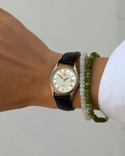 Junghans Vintage Watch: Ladies 90s Two Tone White Roman Dial