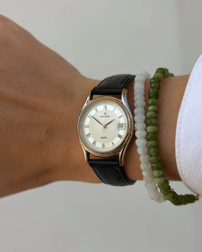 Junghans Vintage Watch: Ladies 90s Two Tone White Roman Dial