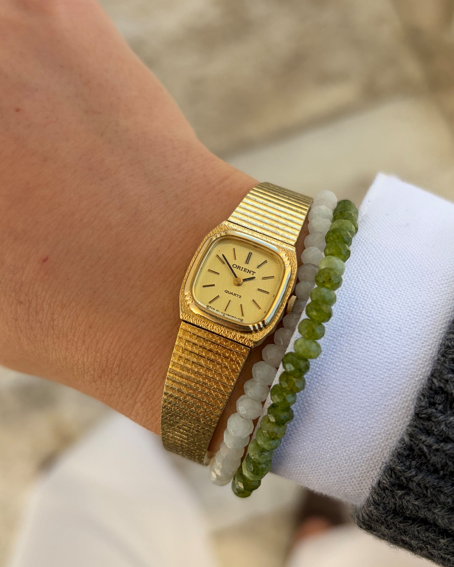 Orient Vintage Watch: 90s Cocktail Ladies Golden Integrated Bracelet