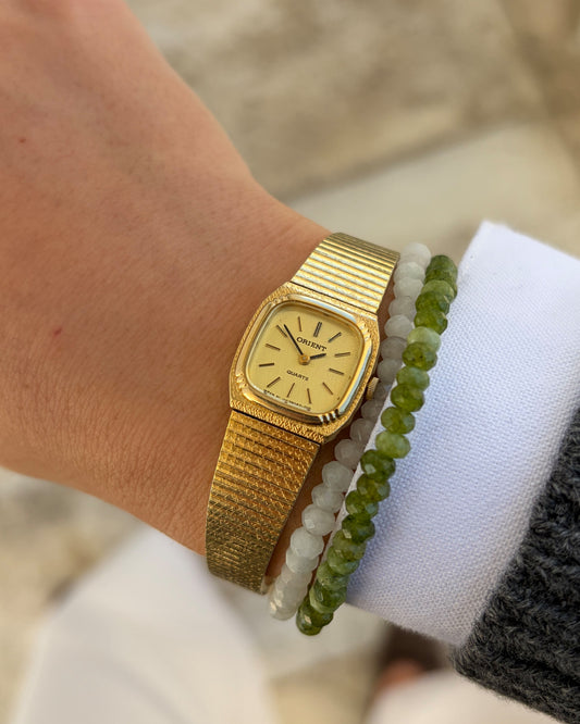Orient Vintage Watch: 90s Cocktail Ladies Golden Integrated Bracelet