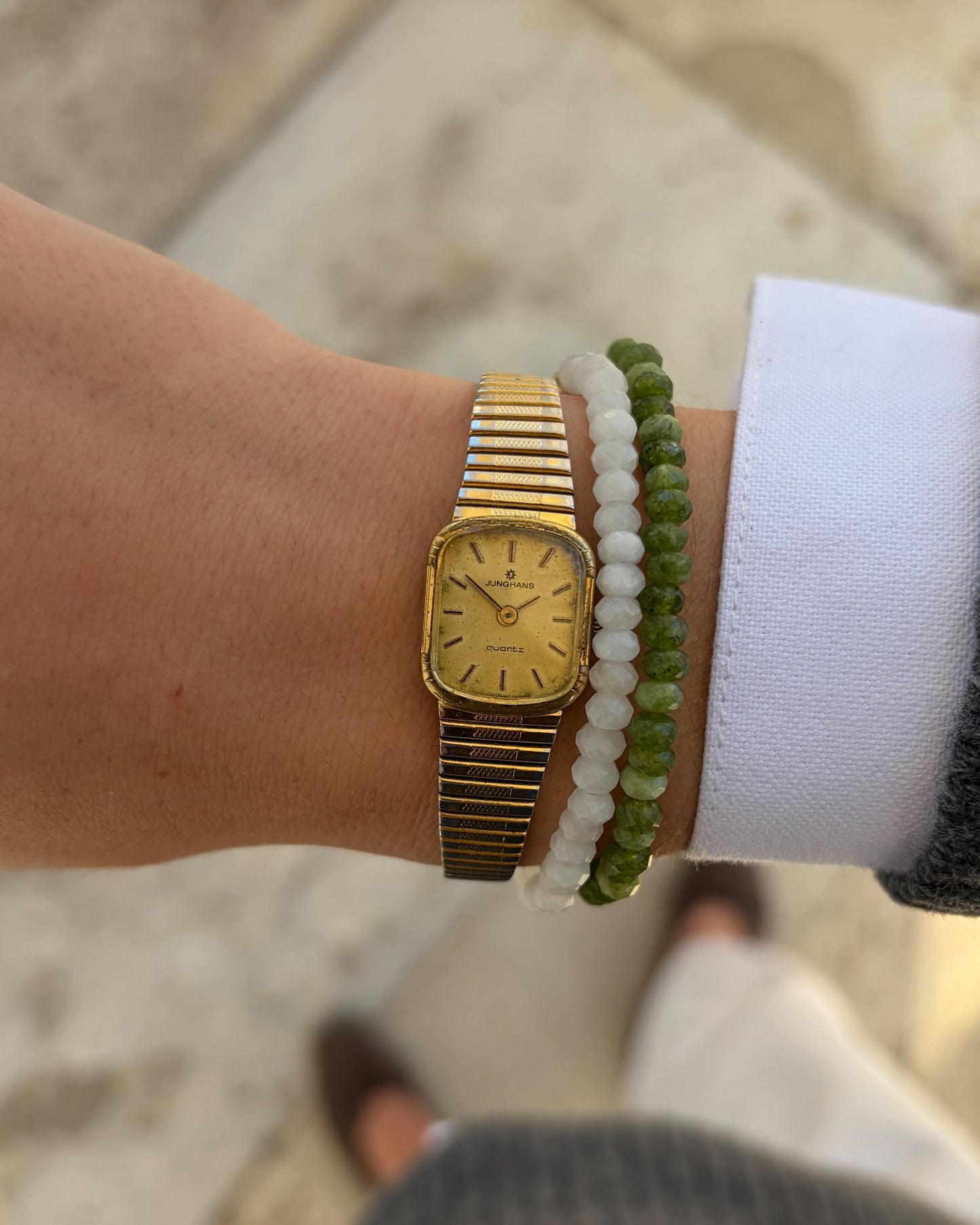 Junghans Cocktail Watch: Vintage Ladies Dainty 70s Golden Two-Tone