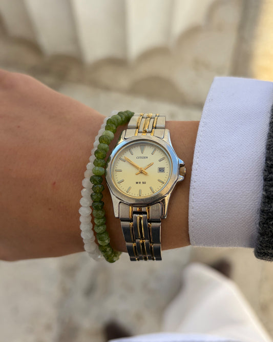 Citizen WR50 Watch: Ladies Vintage 90s Light Champagne Dial Two-Tone Bracelet