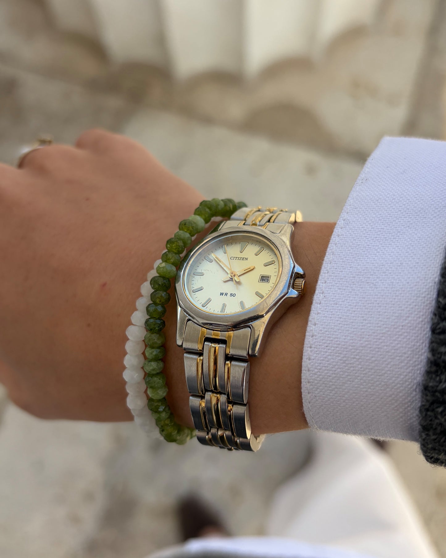 Citizen WR50 Watch: Ladies Vintage 90s Light Champagne Dial Two-Tone Bracelet