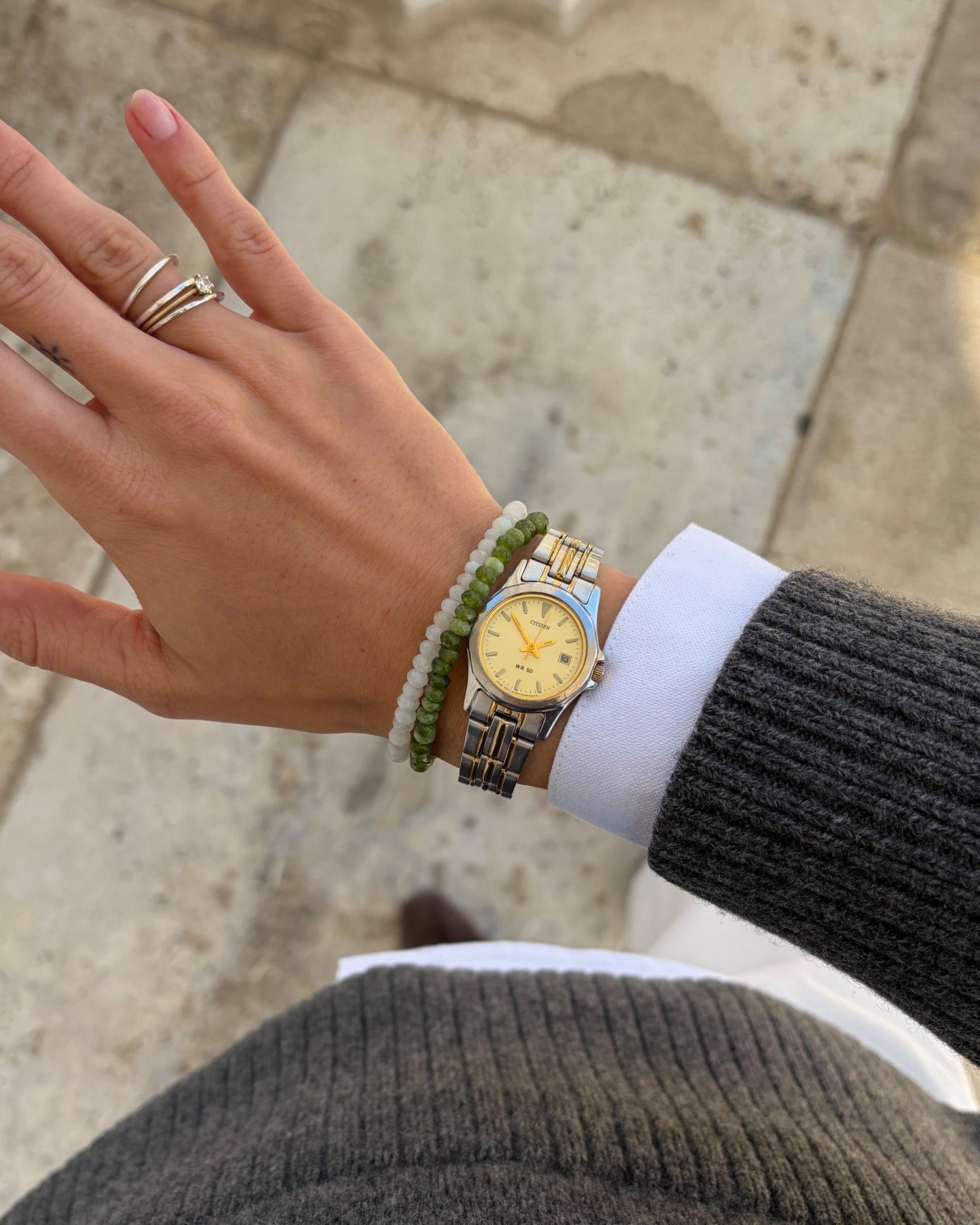 Citizen WR50 Watch: Ladies Vintage 90s Light Champagne Dial Two-Tone Bracelet