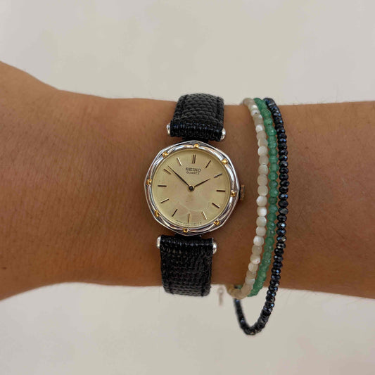 Seiko Vintage Ronde: Ladies Watch 80s Two-Tone Champagne Dial