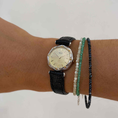 Seiko Vintage Ronde: Ladies Watch 80s Two-Tone Champagne Dial