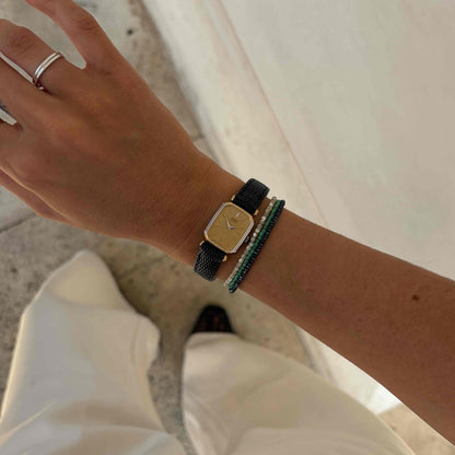 Seiko Vintage Tank: Ladies Watch 80s Two-Tone Golden Dial Cabochon Crown