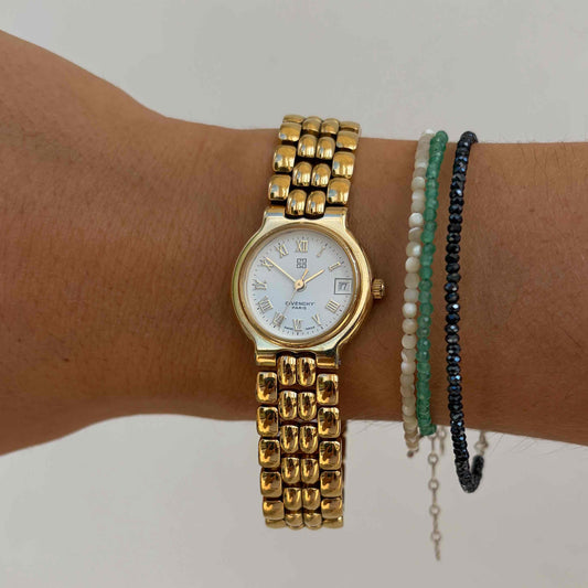 Givenchy Cocktail: Vintage Ladies 90s Gold White Dial with Roman Numerals