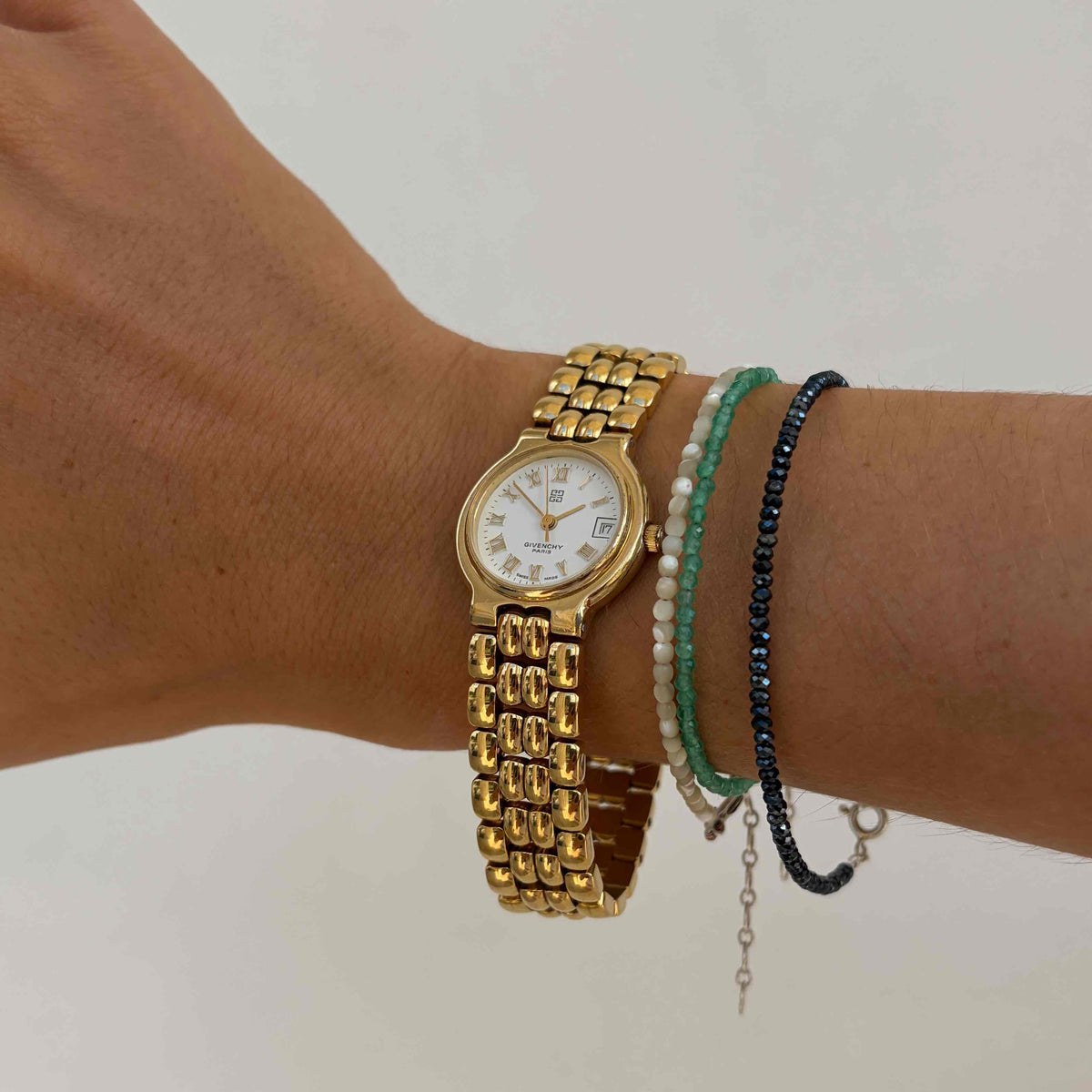 Givenchy Cocktail: Vintage Ladies 90s Gold White Dial with Roman Numerals
