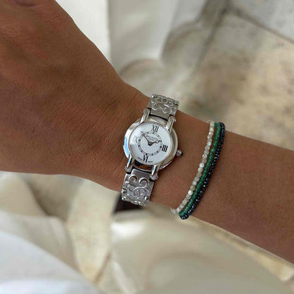 Balmain Ladies Watch: Vintage 90s Cabochon Crown White Roman Dial - NOS