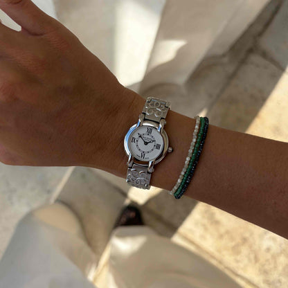 Balmain Ladies Watch: Vintage 90s Cabochon Crown White Roman Dial - NOS